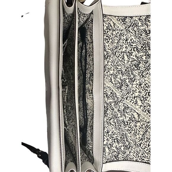 Rebecca Minkoff Handbag Bag Crossbody Hudson White Black Saffiano Leather Flap - Picture 7 of 12